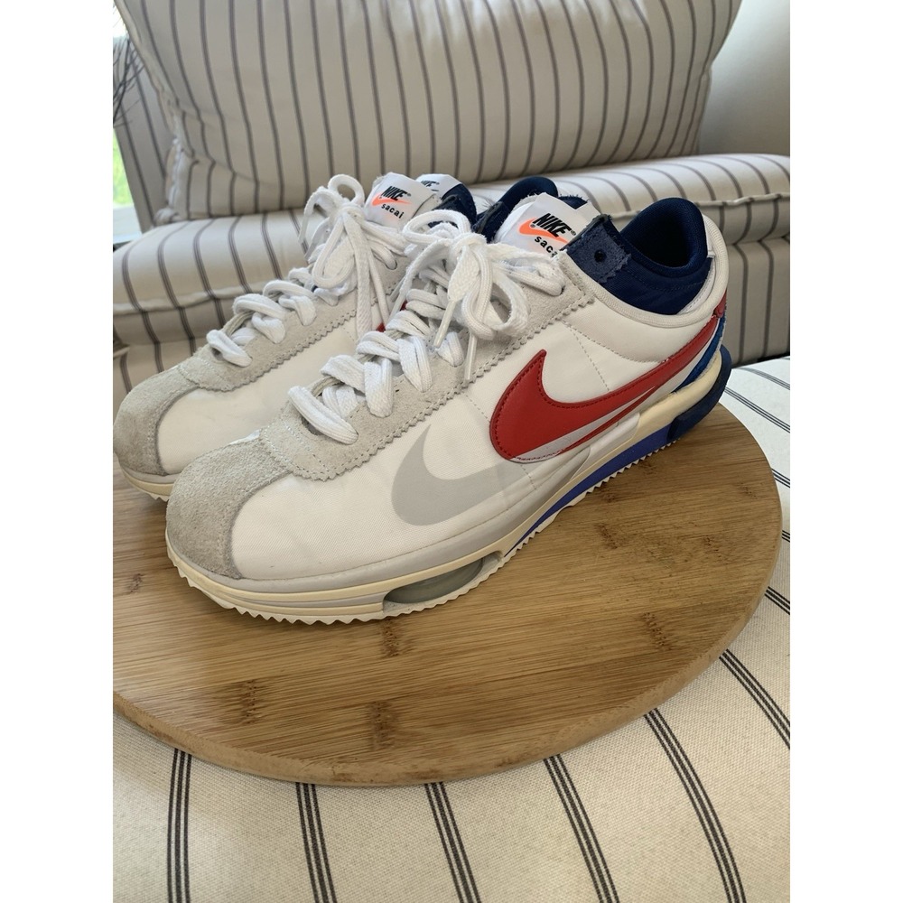 Sacai‎ x Nike Cortez 4.0 White University Red Blue Light Cream DQ0581-100 US 12